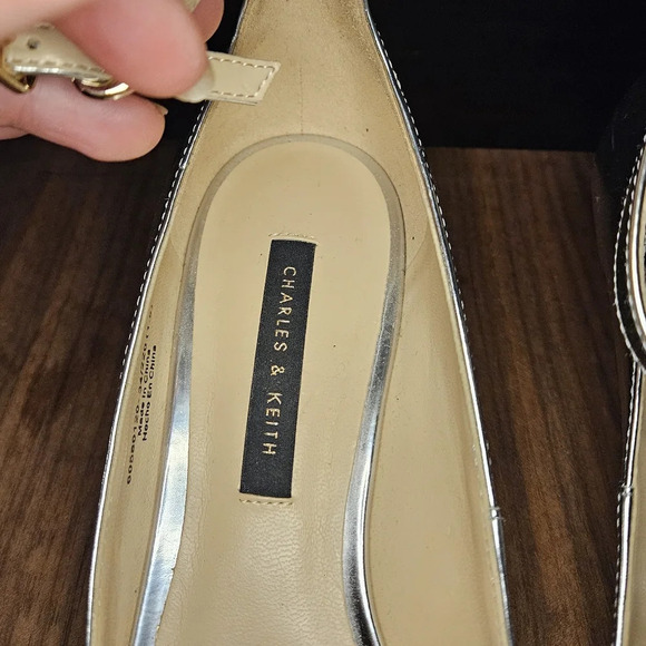 Charles & Keith Buckle Closure Ankle Strap Pointed Toe Pumps - Silver - Picture 6 of 15
